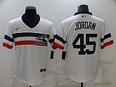 White Sox 45 Jordan White Nike Throwback Cool Base Jersey,baseball caps,new era cap wholesale,wholesale hats